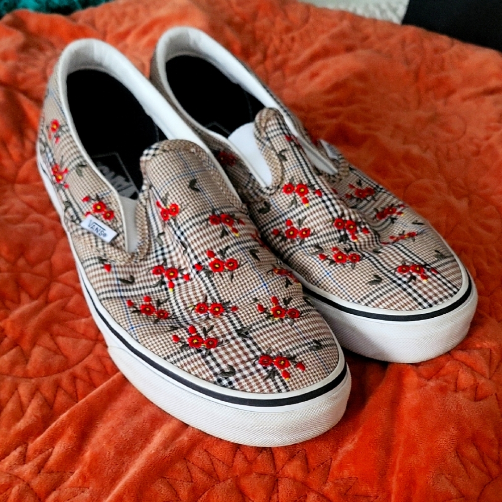 Vans Red and Black Sneakers with Casual Slip-On Style